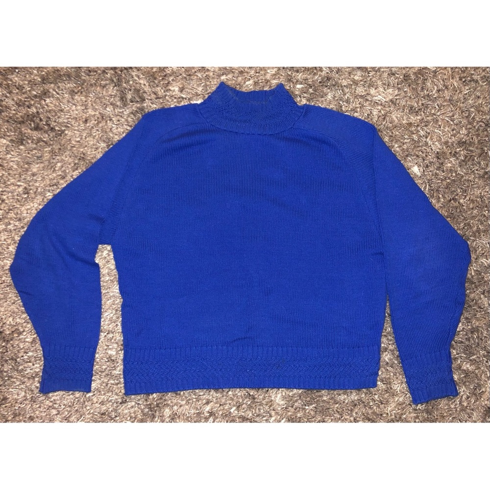 Vintage Blue Knit Pendelton MockNeck Sweater